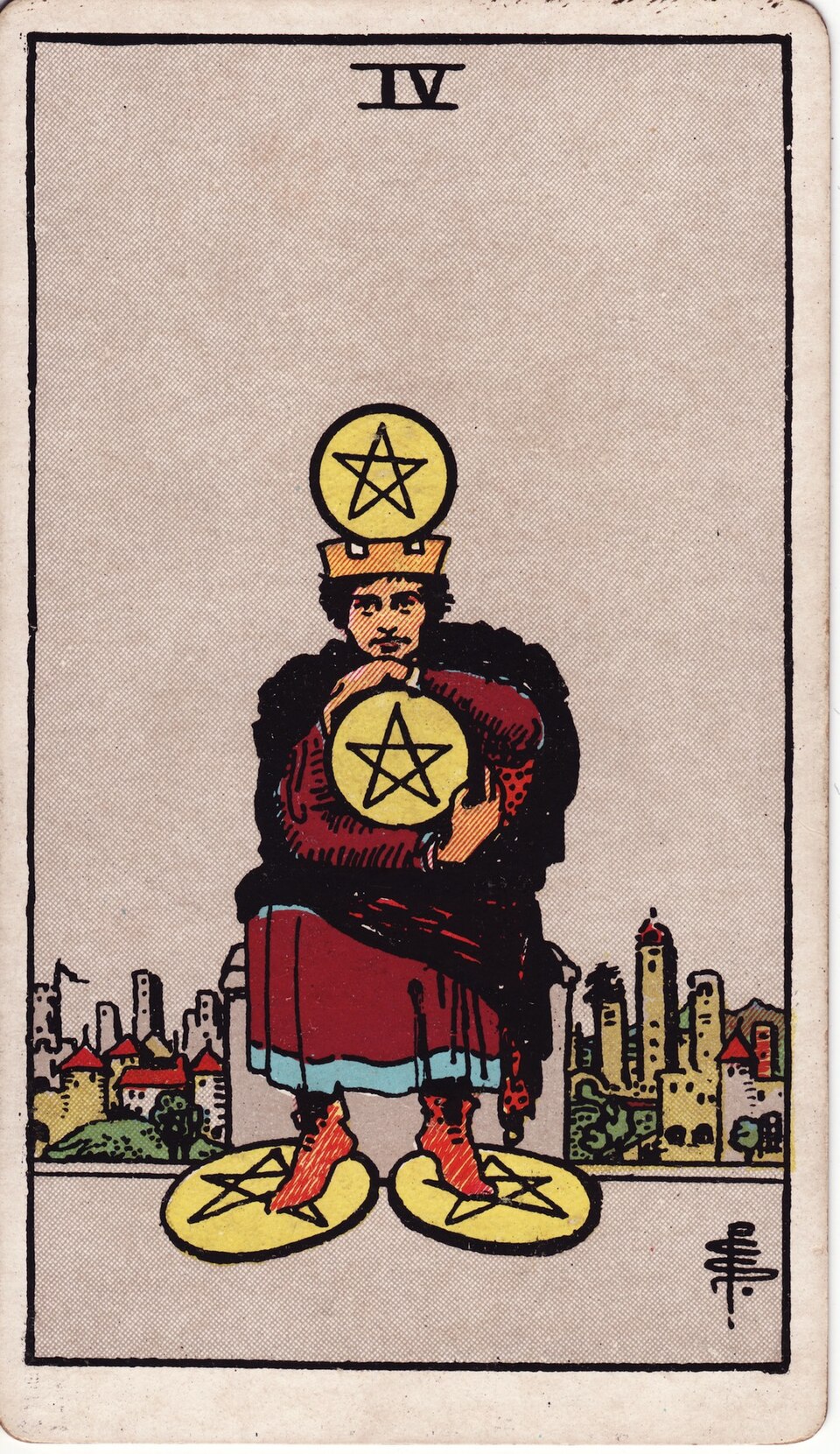 Lá bài Tarot Four of Pentacles