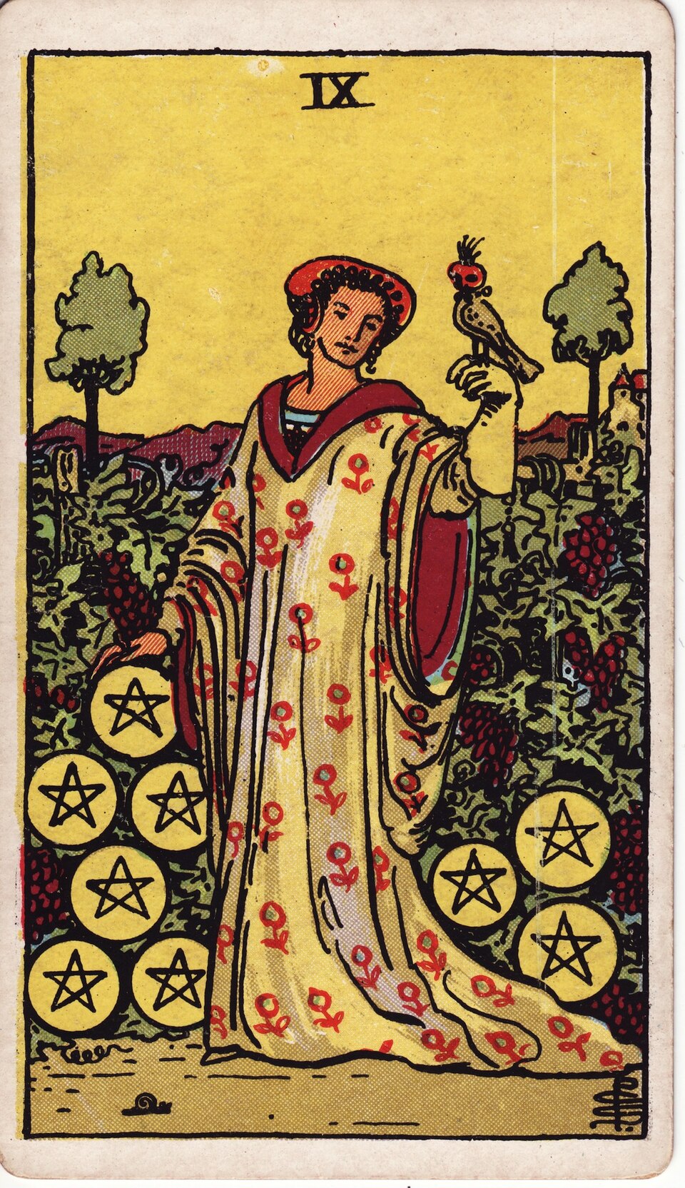 Lá bài Tarot Nine of Pentacles