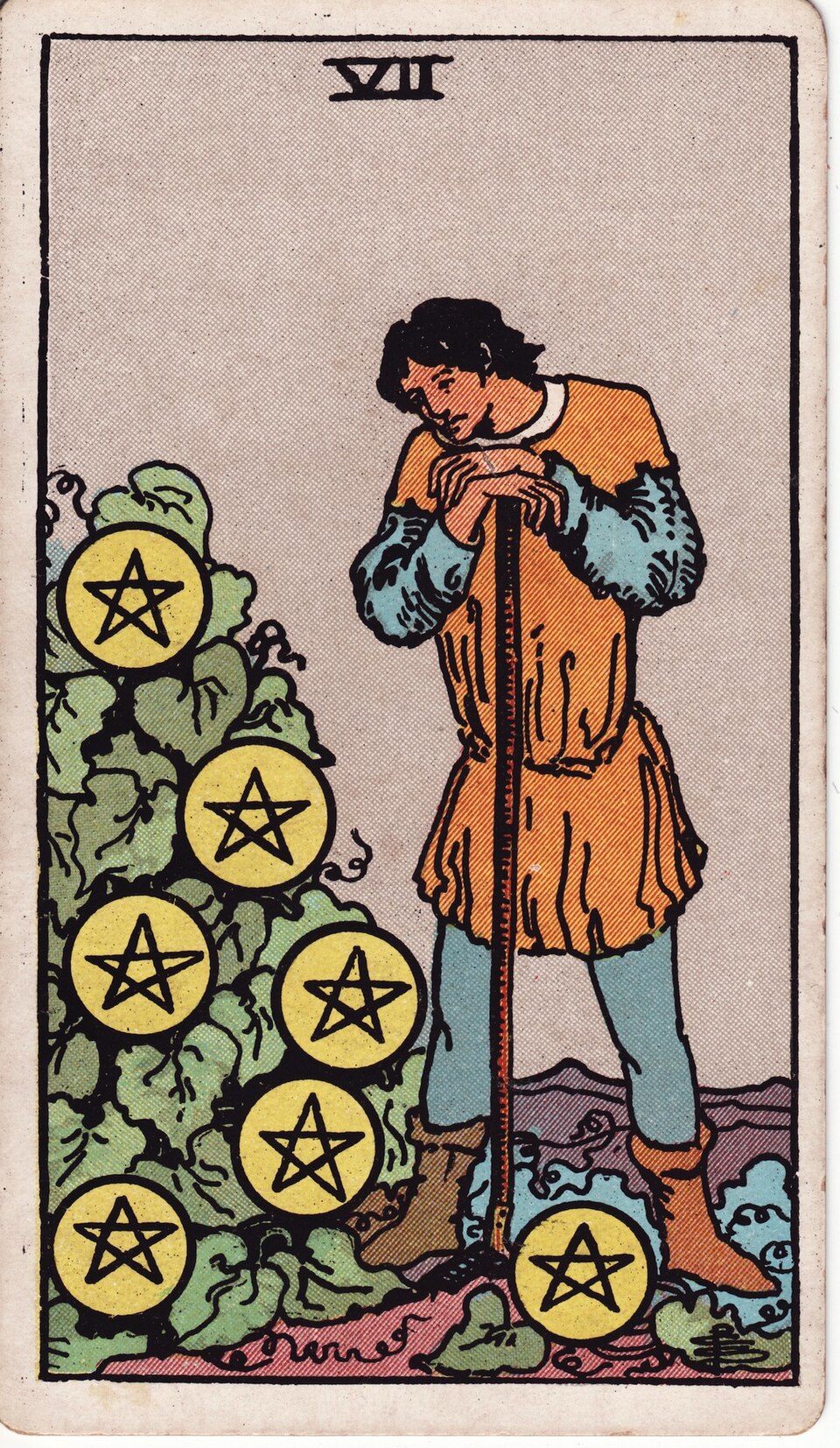 Lá bài Tarot Seven of Pentacles