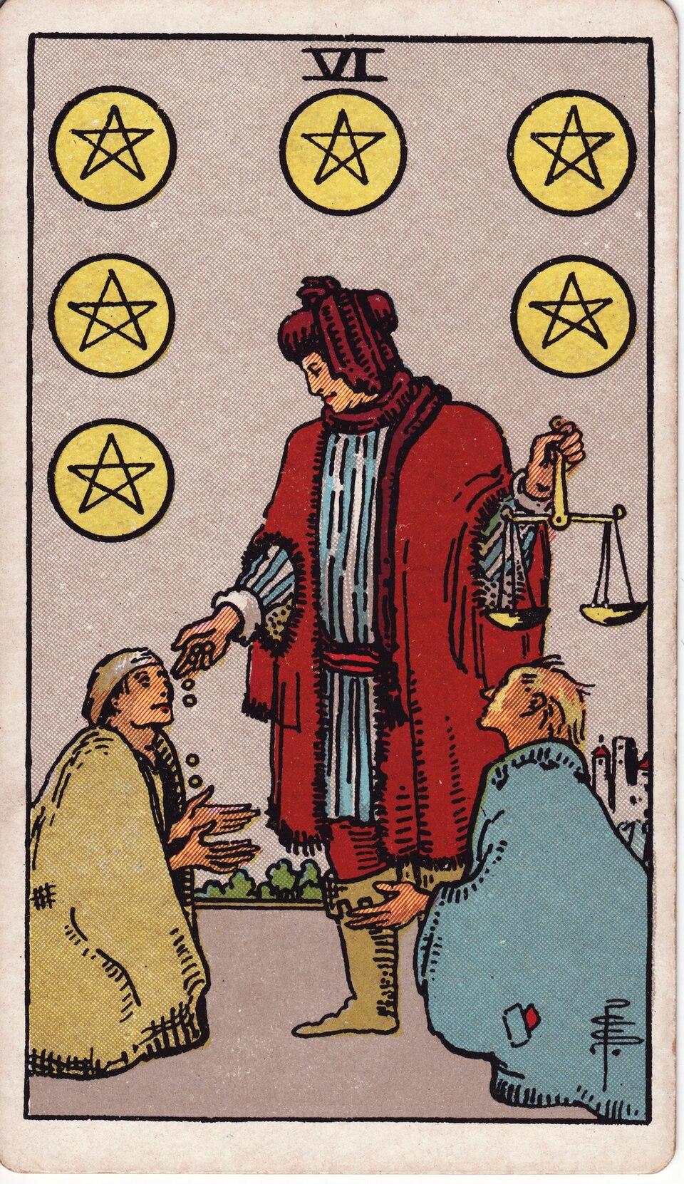 Lá bài Tarot Six of Pentacles